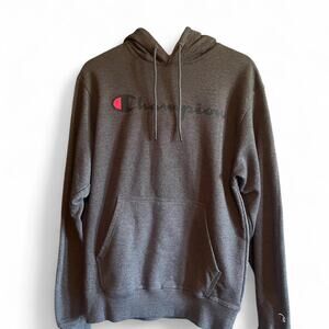 Champion Grey Spellout Hoodie- Small Essential Streetwear